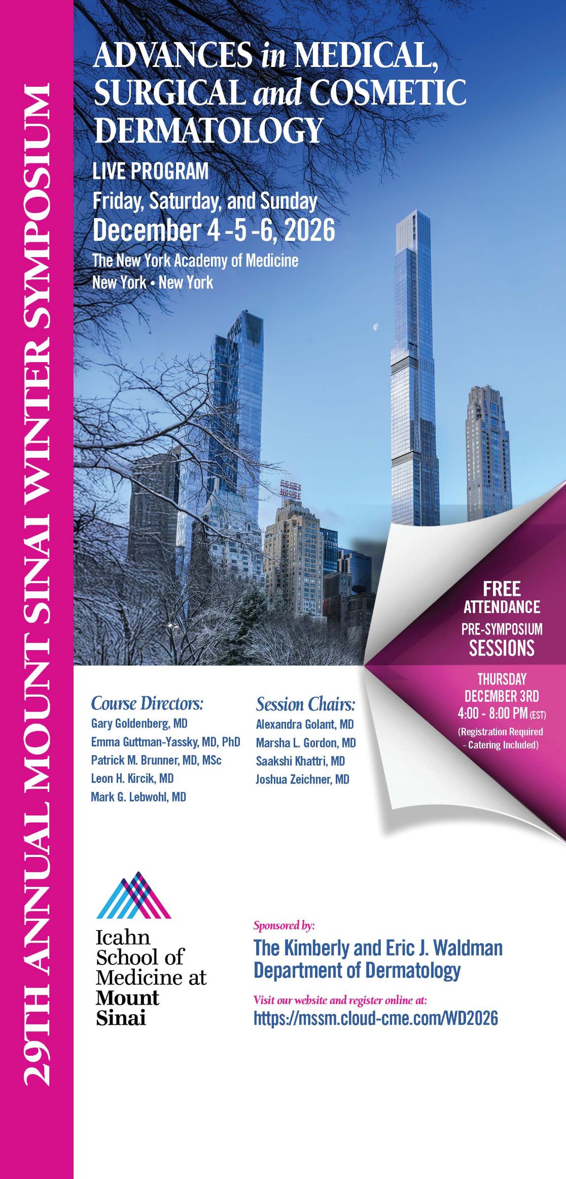 29th Annual Mount Sinai Winter Symposium - Advances in Medical, Surgical and Cosmetic Dermatology Banner